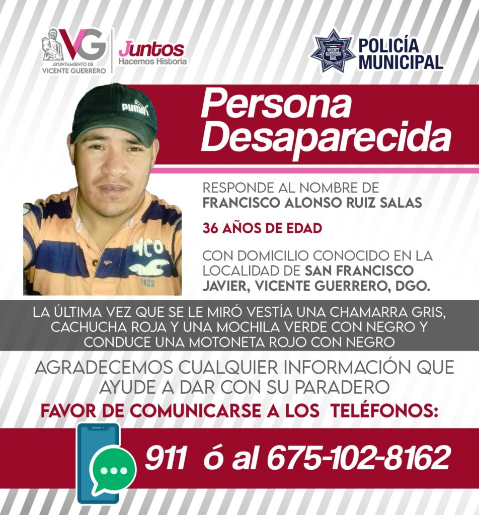 Solicitan de la colaboración para buscar Persona Desaparecida