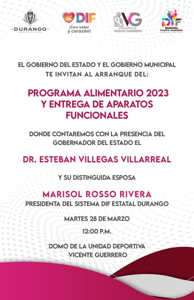 ✅Evento: arranque de programa alimentarios y entrega de aparatos funcionales.