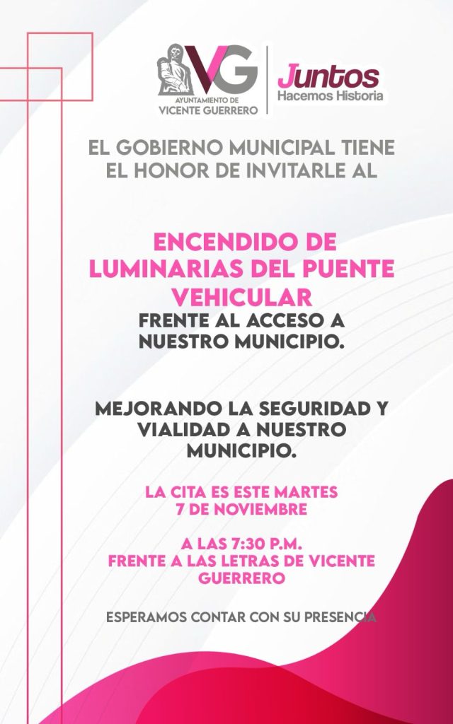 Aviso | Encendido de Luminarias del Puente Vehicular