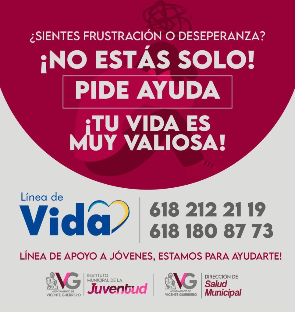 Línea de la vida, instituto de la juventud, pone a disposición números de ayuda.
