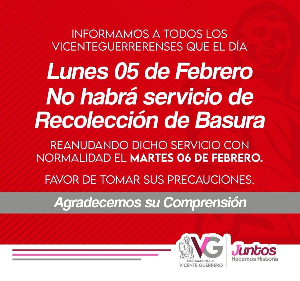 Aviso: No habrá recolección de BASURA este lunes