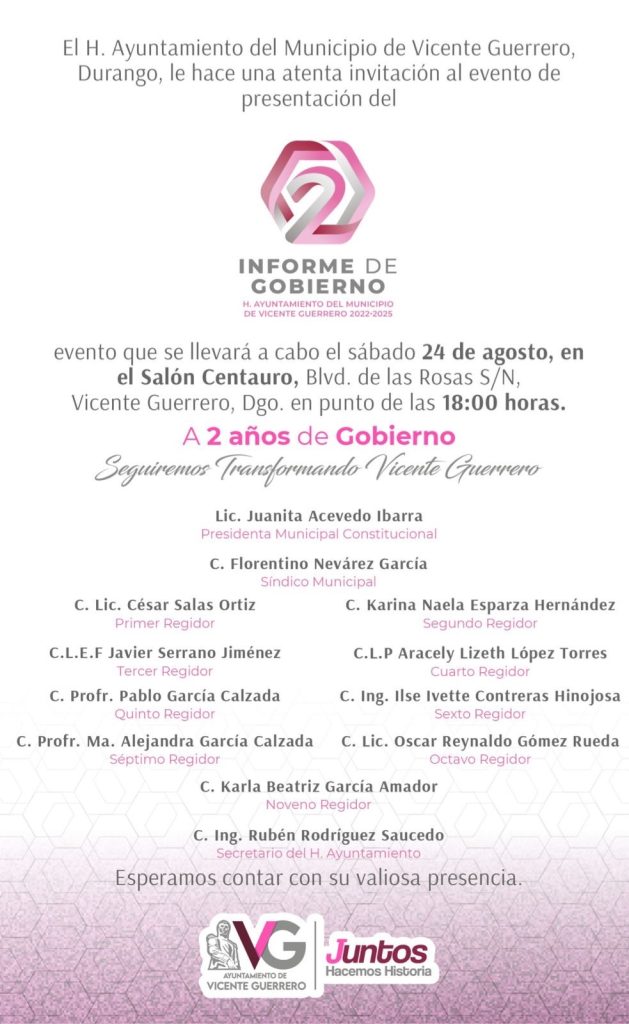 ✅ Evento: 2do. Informe de Gobierno de Vicente Guerrero