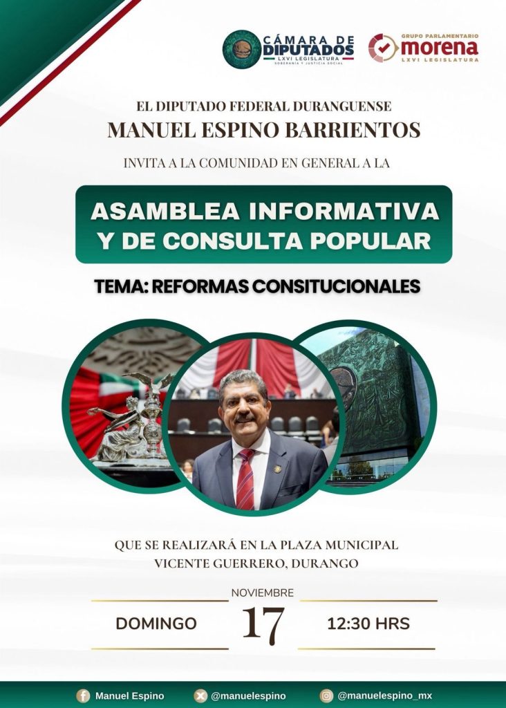 ✅ Evento: Asamblea Informativa y de Consulta Popular, sobre la reforma constitucional.